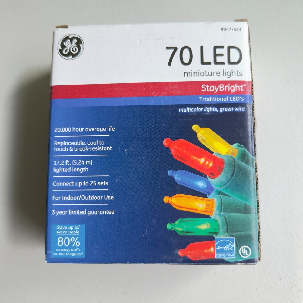 GE StayBright 70 LED Miniature Multicolor Lights Green Wire Save Up To 80%